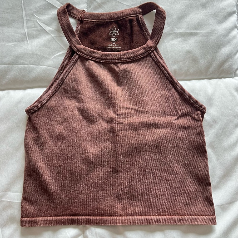 Brown Halter Neck Women's Tank Top